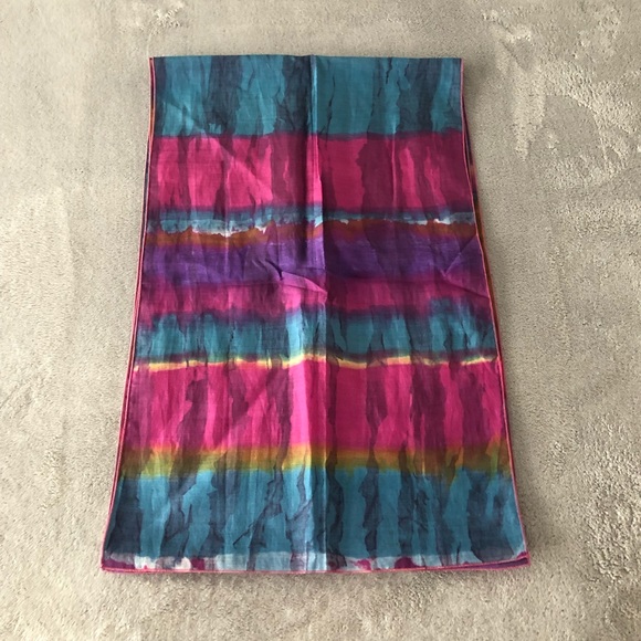 FUSHIA, TEAL, GOLD, PURPLE, WHITE SCARF - Picture 6 of 8